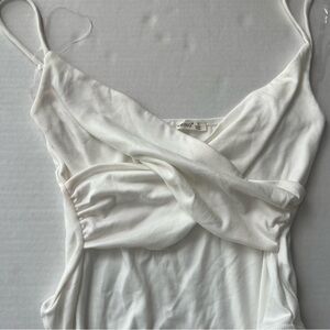 NWT Timing Spaghetti strap twist front bodysuit small ivory